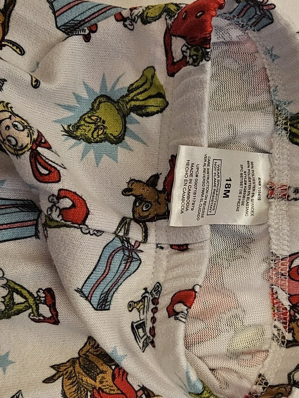 Grinch Pajamas Size 18M
